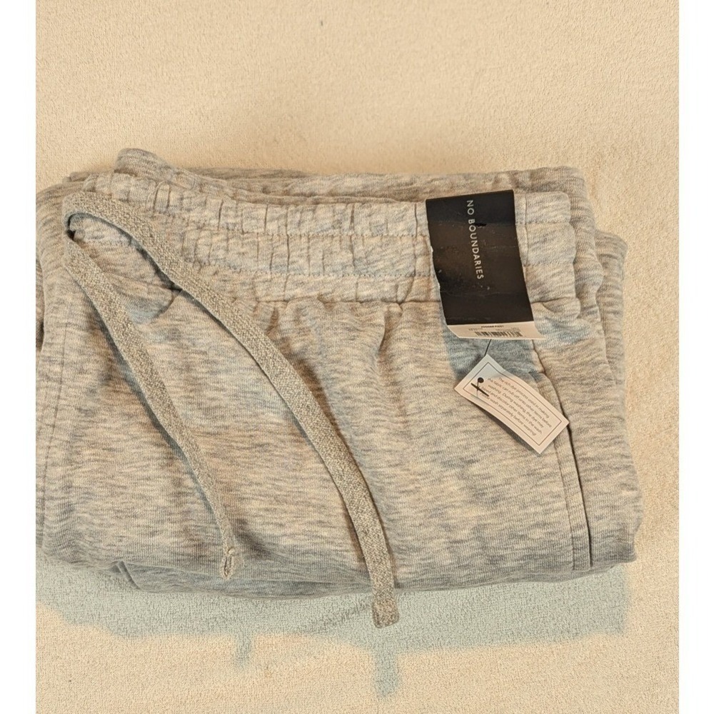 No Boundaries Mens Heathered Grey Fleece Jogger Pants Drawstring Size L 36-38 - Picture 4 of 10